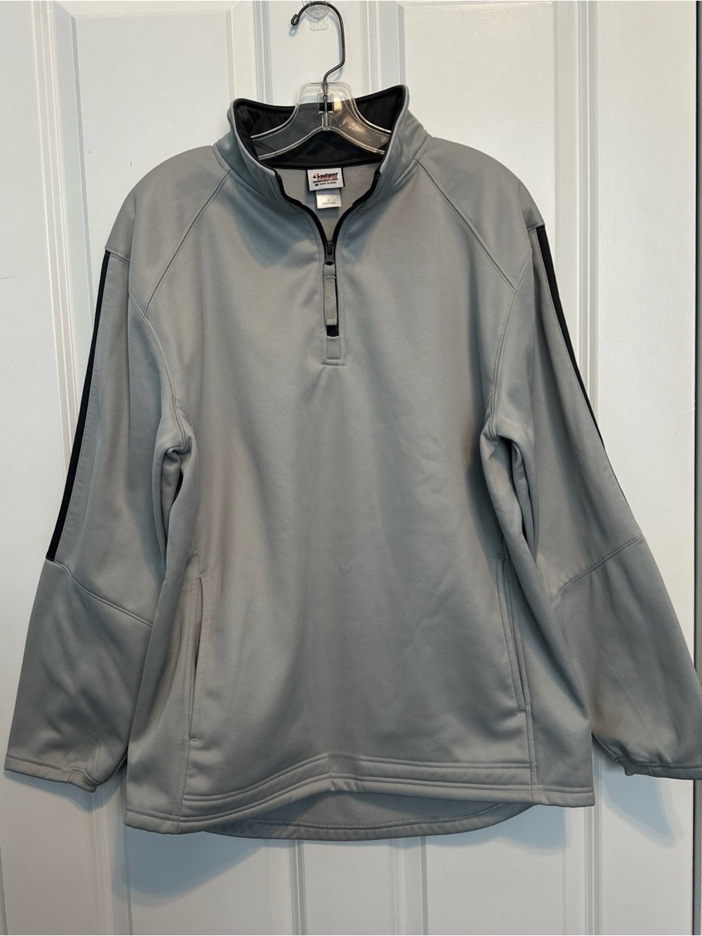 Badger Sport Men’s Size Medium Quarter Zip Pullover Jacket w/Pockets Light Gray